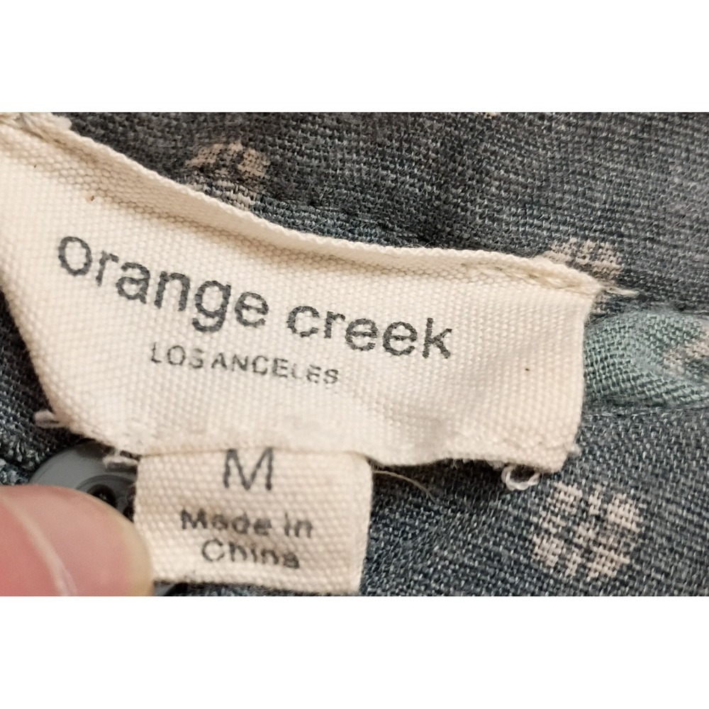 Orange Creek Sage Green Prairie Cottagecore Button Front Linen Blend Dress M - Picture 6 of 7